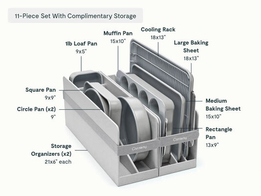 Bakeware Set - 11-Piece Set With Storage Organizers - US 4378