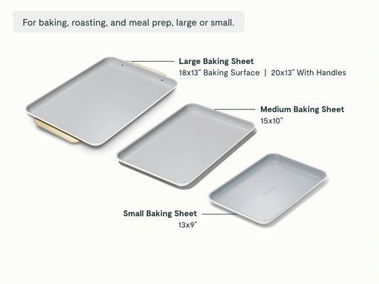 Baking Sheet Trio - 18x13", 15x10" & 13x9” Non-Stick Ceramic Sheets - US 1736