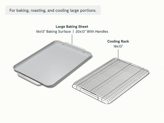 Baking & Cooling Duo - 18x13” Non-Stick Ceramic Sheet With Steel Rack - US 7830