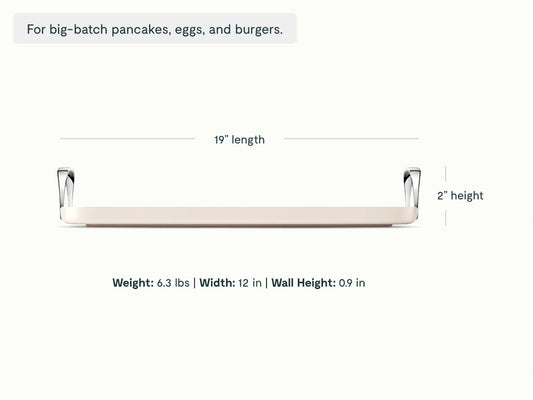 Double Burner Griddle - 19x12” Non-Stick Ceramic Pan - US 7829