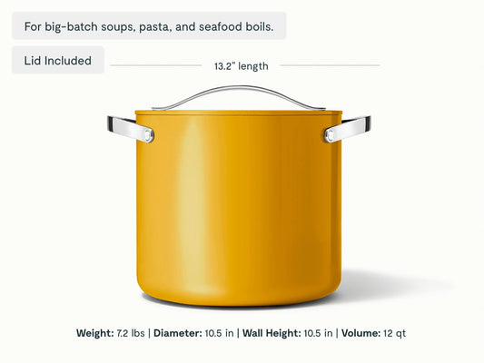 Stock Pot - 12 qt Non-Stick Ceramic Pot With Lid - US 4430