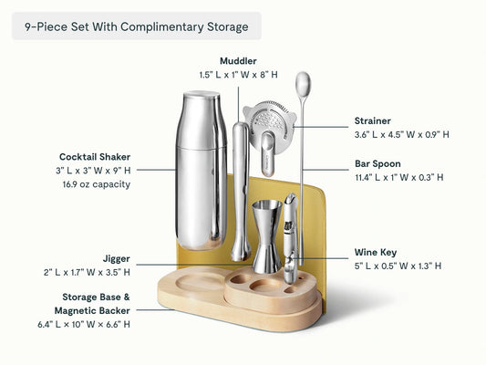 Complete Bar Set - 9-Piece Set With Complimentary Storage - US 6517