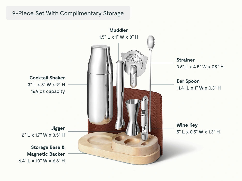 Complete Bar Set - 9-Piece Set With Complimentary Storage - US 1168