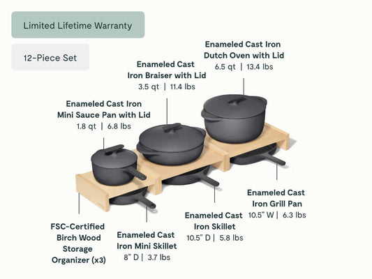 Enameled Cast Iron & Minis Set - 12-Piece Set With Complimentary Storage - US 2219