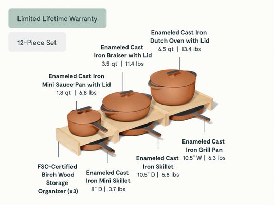 Enameled Cast Iron & Minis Set - 12-Piece Set With Complimentary Storage - US 4180