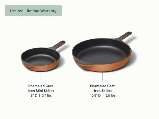 Enameled Cast Iron Skillet Duo - Durable Pair With Excellent Heat Retention - US 4102