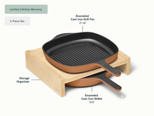 Cast Iron Skillet & Grill Pan Duo - Versatile duo for grilling, searing, and frying with even heat and easy cleanup. - US 4879
