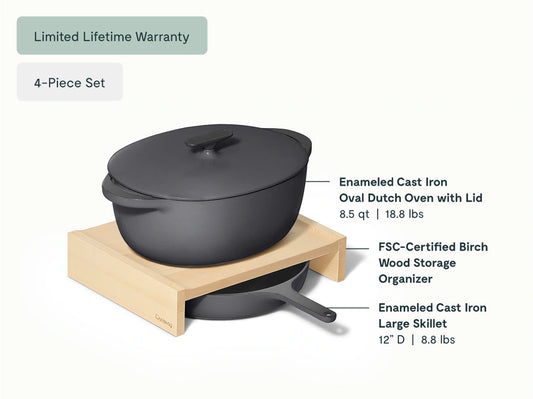 Large Enameled Cast Iron Duo - 4-Piece Set With Complimentary Storage - US 7062