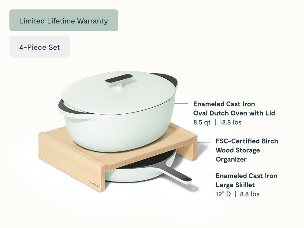 Large Enameled Cast Iron Duo - 4-Piece Set With Complimentary Storage - US 0941