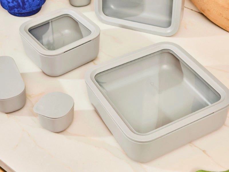 Large Storage Container - Ceramic-coated 10 cup glass Container built for clean storing. - US 2665