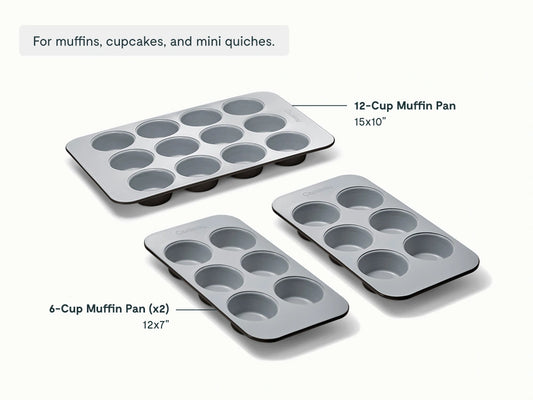 Muffin Pan Trio - 12-Cup & 6-Cup Non-Stick Ceramic Muffin Pans - US 9720