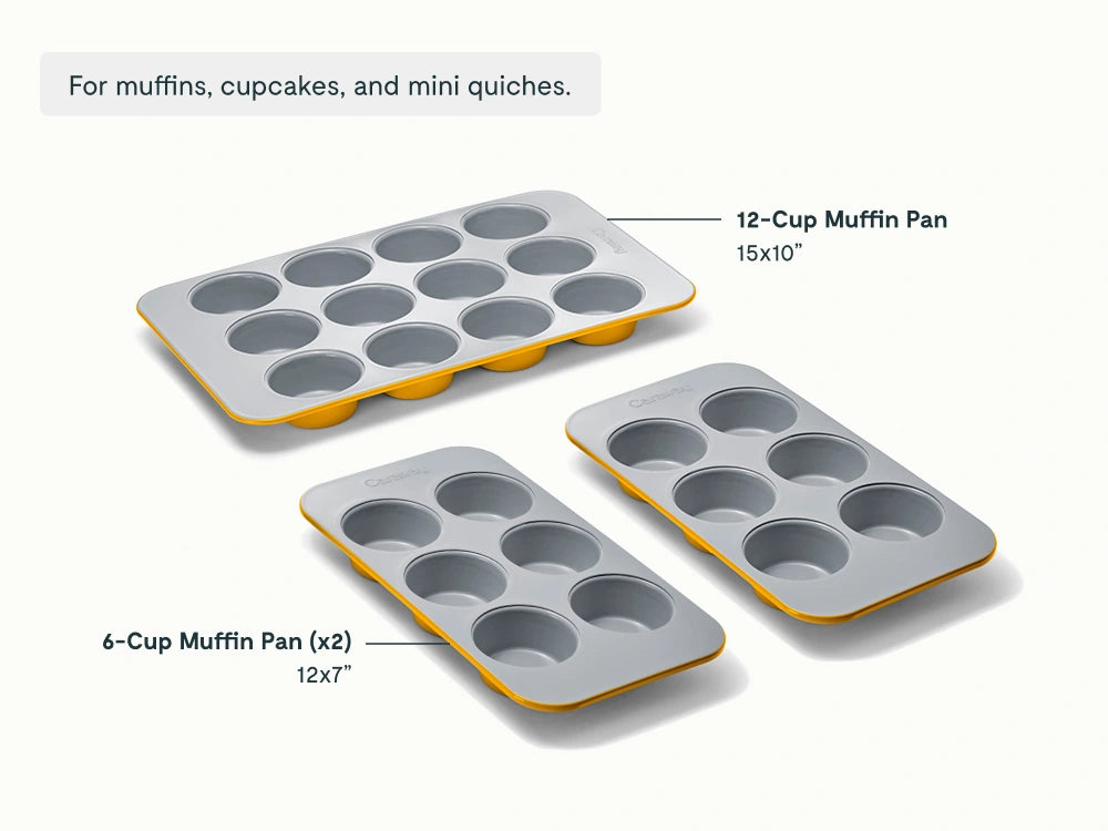 Muffin Pan Trio - 12-Cup & 6-Cup Non-Stick Ceramic Muffin Pans - US 9213