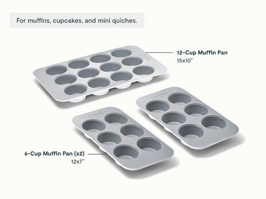 Muffin Pan Trio - 12-Cup & 6-Cup Non-Stick Ceramic Muffin Pans - US 0384