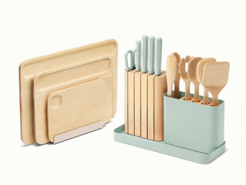 Prep & Boards Set - A one-stop-shop 18-piece cutting board, knife, & utensil set. - US 8378