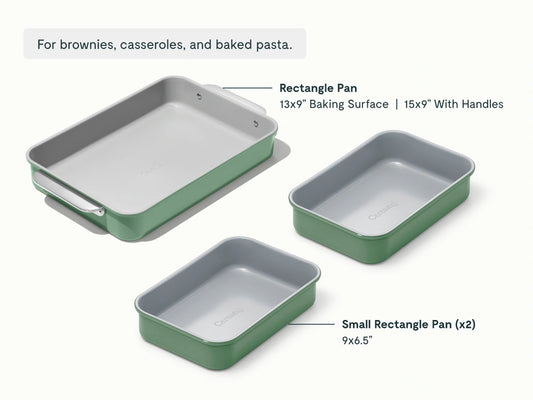 Rectangle Pan Trio - 13x9" & 9x6.5" Non-Stick Ceramic Baking Pans - US 9048