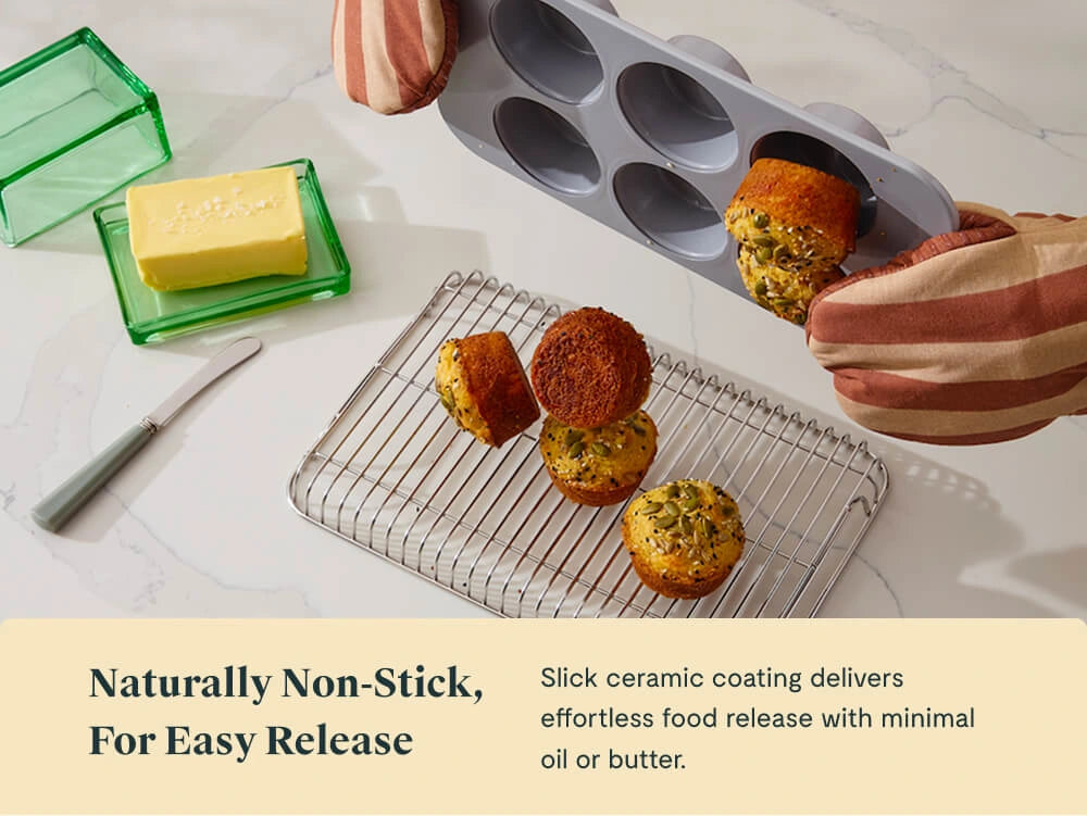 6-Cup Muffin Pan - 12x7” Non-Stick Ceramic Muffin Pan - US 7568