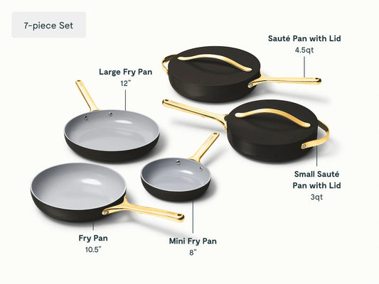 7pc Fry &amp; Sauté Set - 7-Piece Set of Ceramic-Coated Pans With Lids - US 9842