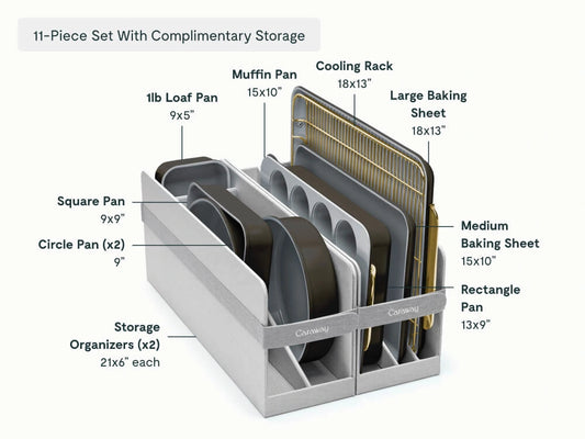 Bakeware Set - 11-Piece Set With Storage Organizers - US 1379