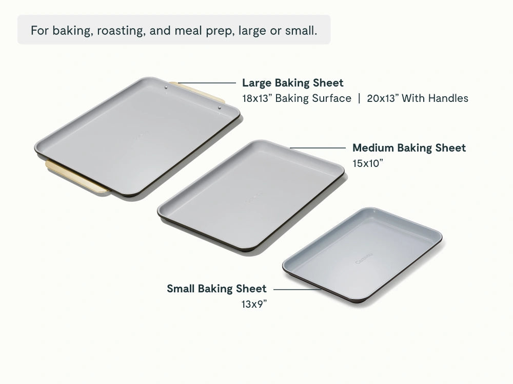 Baking Sheet Trio - 18x13", 15x10" &amp; 13x9” Non-Stick Ceramic Sheets - US 6470