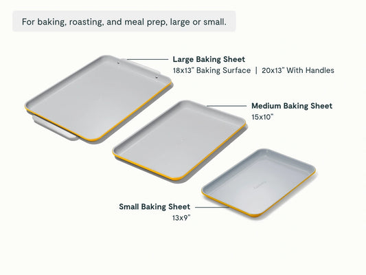 Baking Sheet Trio - 18x13", 15x10" &amp; 13x9” Non-Stick Ceramic Sheets - US 3972