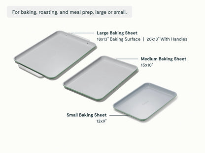 Baking Sheet Trio - 18x13", 15x10" &amp; 13x9” Non-Stick Ceramic Sheets - US 2870