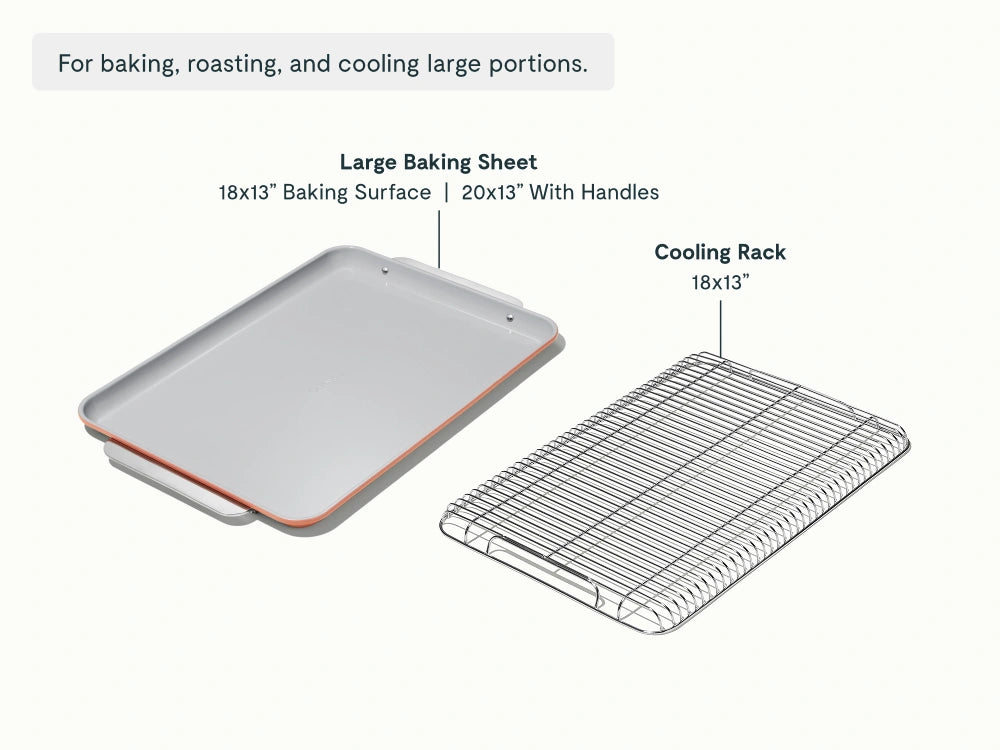Baking &amp; Cooling Duo - 18x13” Non-Stick Ceramic Sheet With Steel Rack - US 9833