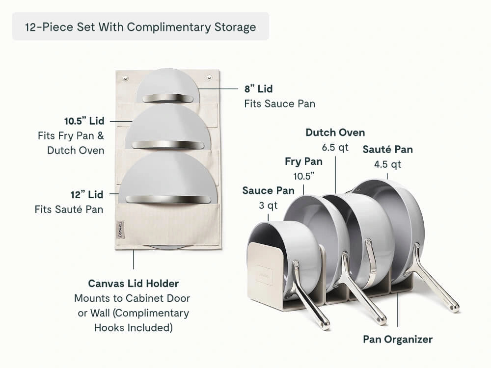Cookware Set - 12-Piece Ceramic Set With Storage Organizers - US 9087