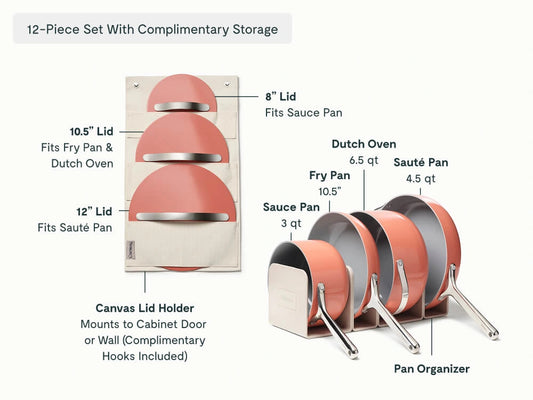 Cookware Set - 12-Piece Ceramic Set With Storage Organizers - US 5545