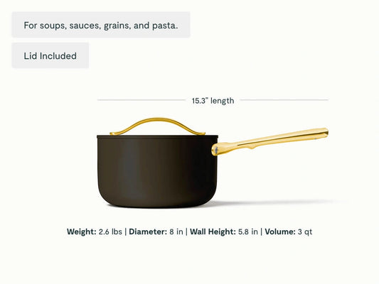 Sauce Pan - 3 qt Non-Stick Ceramic Sauce Pan With Lid - US 9468