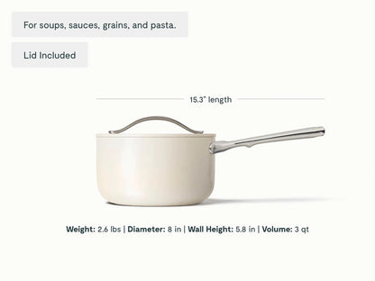 Sauce Pan - 3 qt Non-Stick Ceramic Sauce Pan With Lid - US 3296