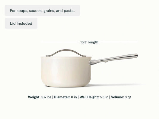 Sauce Pan - 3 qt Non-Stick Ceramic Sauce Pan With Lid - US 3296