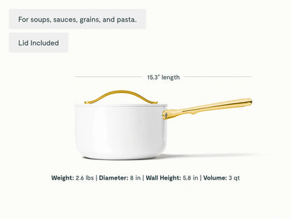 Sauce Pan - 3 qt Non-Stick Ceramic Sauce Pan With Lid - US 6043