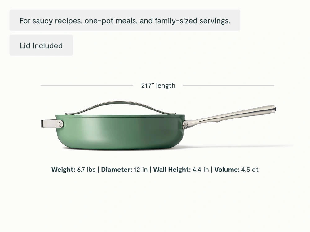 Sauté Pan - 4.5 qt Non-Stick Ceramic Pan With Lid - US 7749