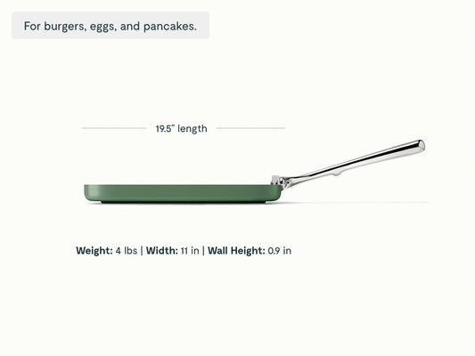 Square Griddle Pan - 11” Non-Stick Ceramic Square Pan - US 3955