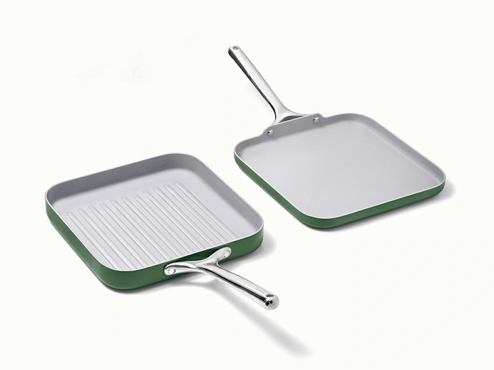 Square Pan Duo - 11” Non-Stick Ceramic Grill &amp; Griddle Pans - US 3048