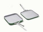 Square Pan Duo - 11” Non-Stick Ceramic Grill &amp; Griddle Pans - US 3048