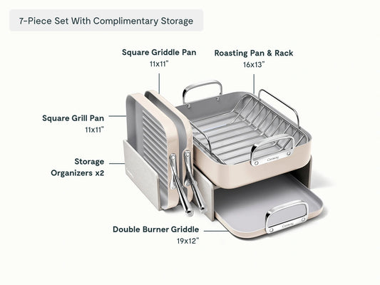Squareware Set - 7-Piece Set of Ceramic-Coated Pans With Complimentary Storage - US 1498