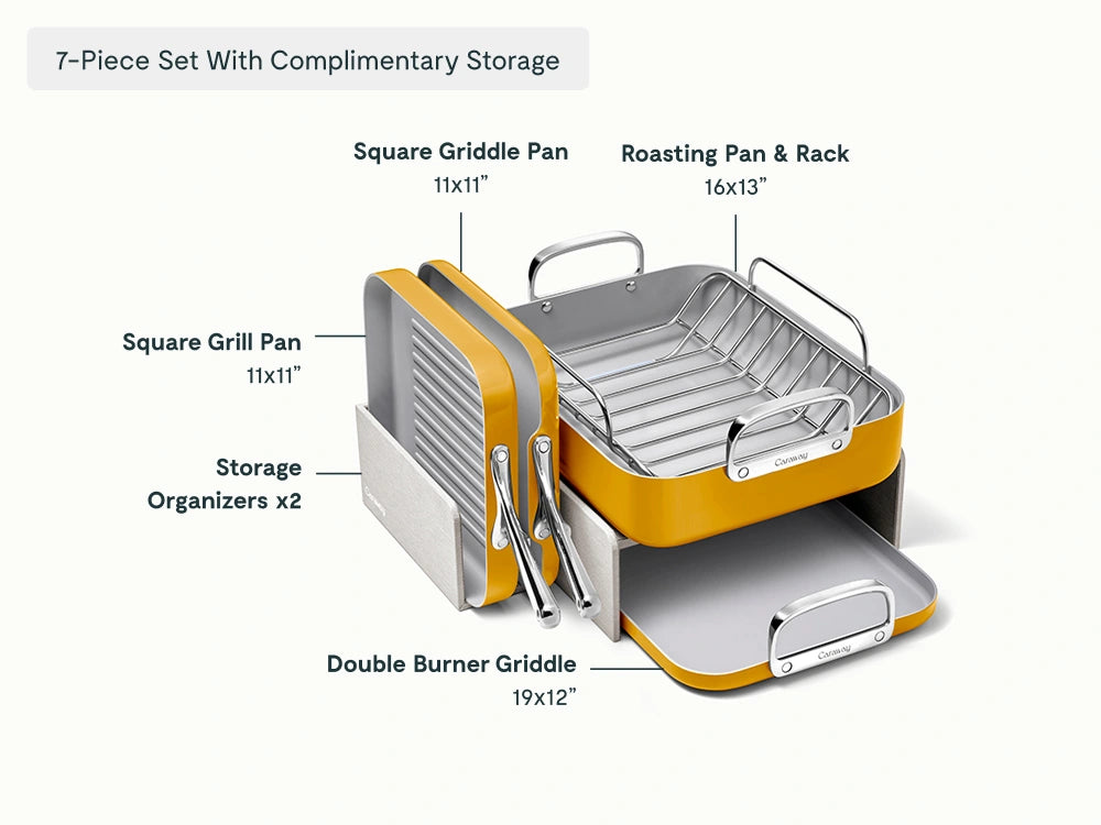 Squareware Set - 7-Piece Set of Ceramic-Coated Pans With Complimentary Storage - US 3314