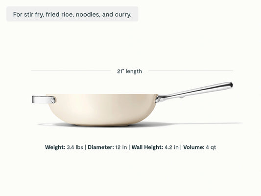 Stir Fry Pan - 12” Wok-Inspired Non-Stick Ceramic Pan - US 0279