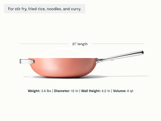 Stir Fry Pan - 12” Wok-Inspired Non-Stick Ceramic Pan - US 8579