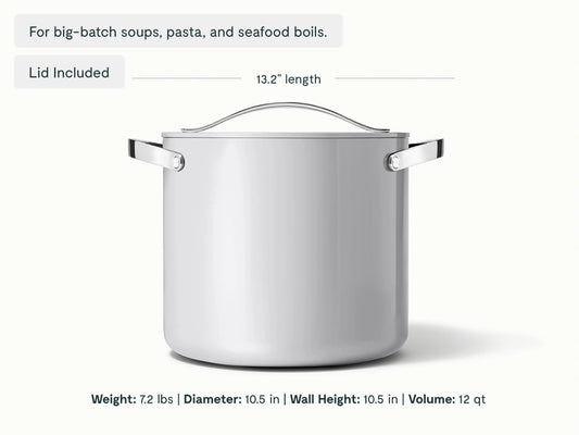 Stock Pot - 12 qt Non-Stick Ceramic Pot With Lid - US 7079