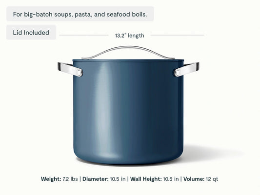 Stock Pot - 12 qt Non-Stick Ceramic Pot With Lid - US 0982