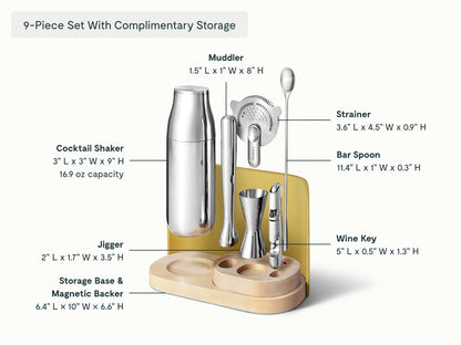 Complete Bar Set - 9-Piece Set With Complimentary Storage - US 6517