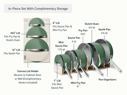Cookware &amp; Minis Set - 16-Piece Ceramic Set With Complimentary Storage - US 1690