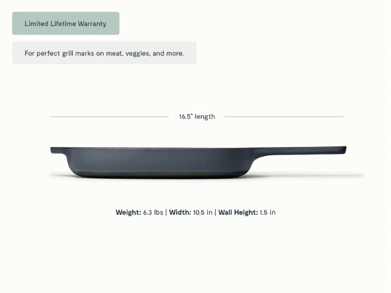 10.5” Enameled Cast Iron Grill Pan - 10.5” Grill Pan with high ridges for perfect sear marks on meats and veggies. - US 4686