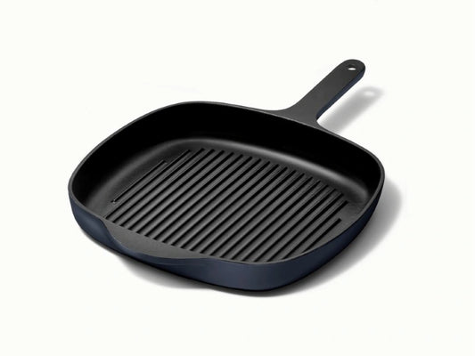 10.5” Enameled Cast Iron Grill Pan - 10.5” Grill Pan with high ridges for perfect sear marks on meats and veggies. - US 4686