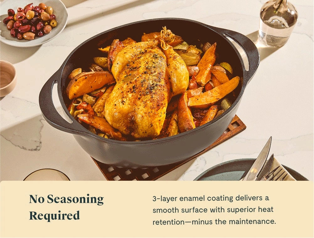 8.5 qt Enameled Cast Iron Oval Dutch Oven - Durable, Spacious Pot With Excellent Heat Retention - US 5378