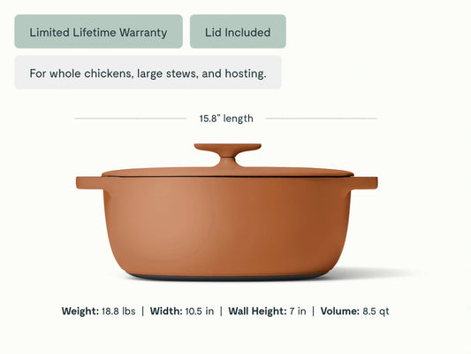8.5 qt Enameled Cast Iron Oval Dutch Oven - Durable, Spacious Pot With Excellent Heat Retention - US 3827