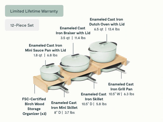 Enameled Cast Iron &amp; Minis Set - 12-Piece Set With Complimentary Storage - US 7264