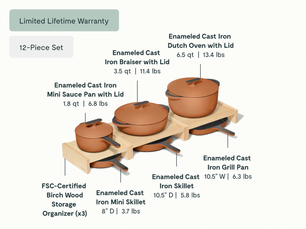 Enameled Cast Iron &amp; Minis Set - 12-Piece Set With Complimentary Storage - US 4180